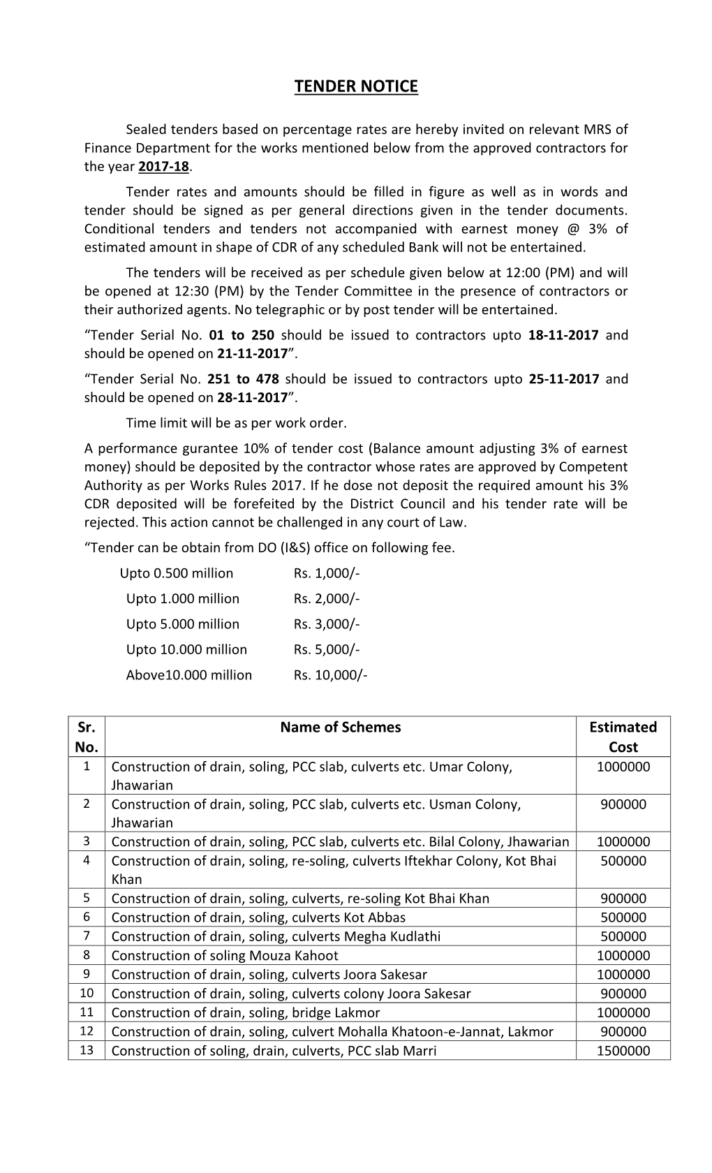 Tender Notice