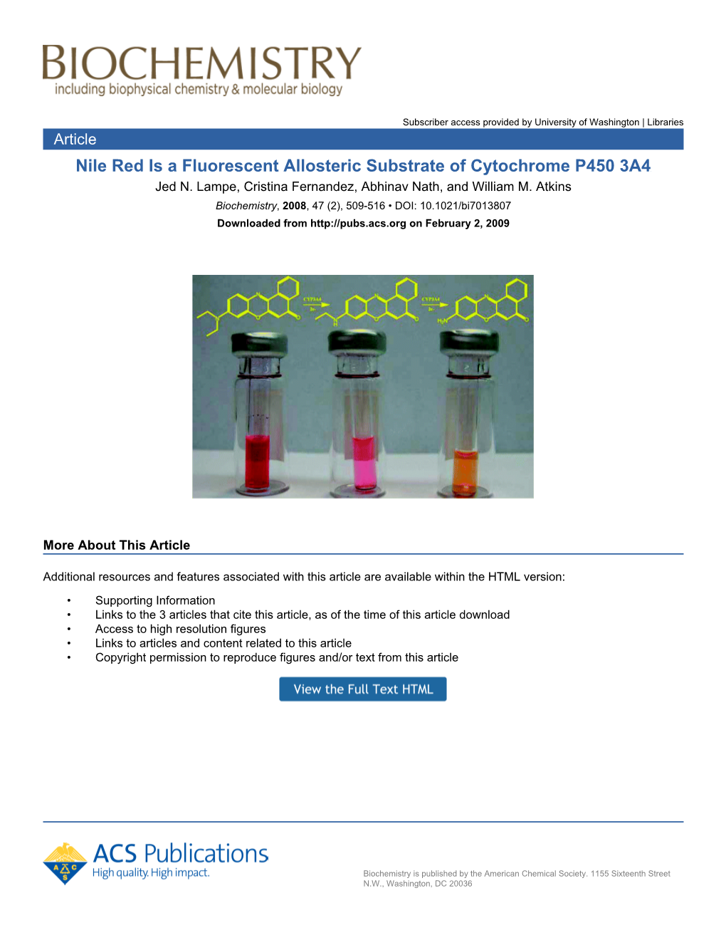 Nile Red Is a Fluorescent Allosteric Substrate of Cytochrome P450 3A4† Jed N