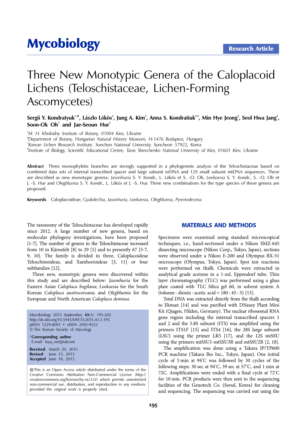 Mycobiology Research Article