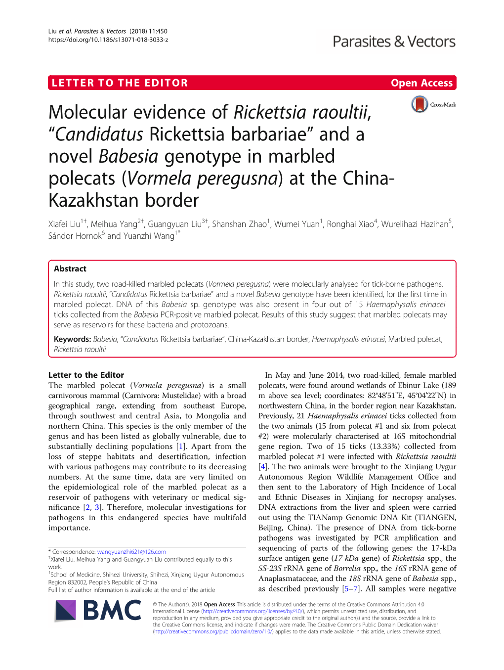 And a Novel Babesia Genotype in Marbled Polecat