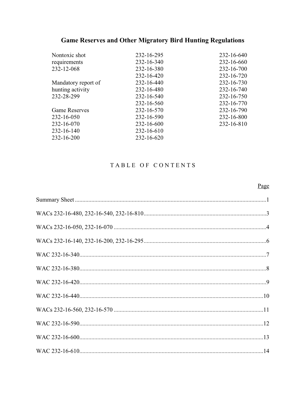 Summary Sheet