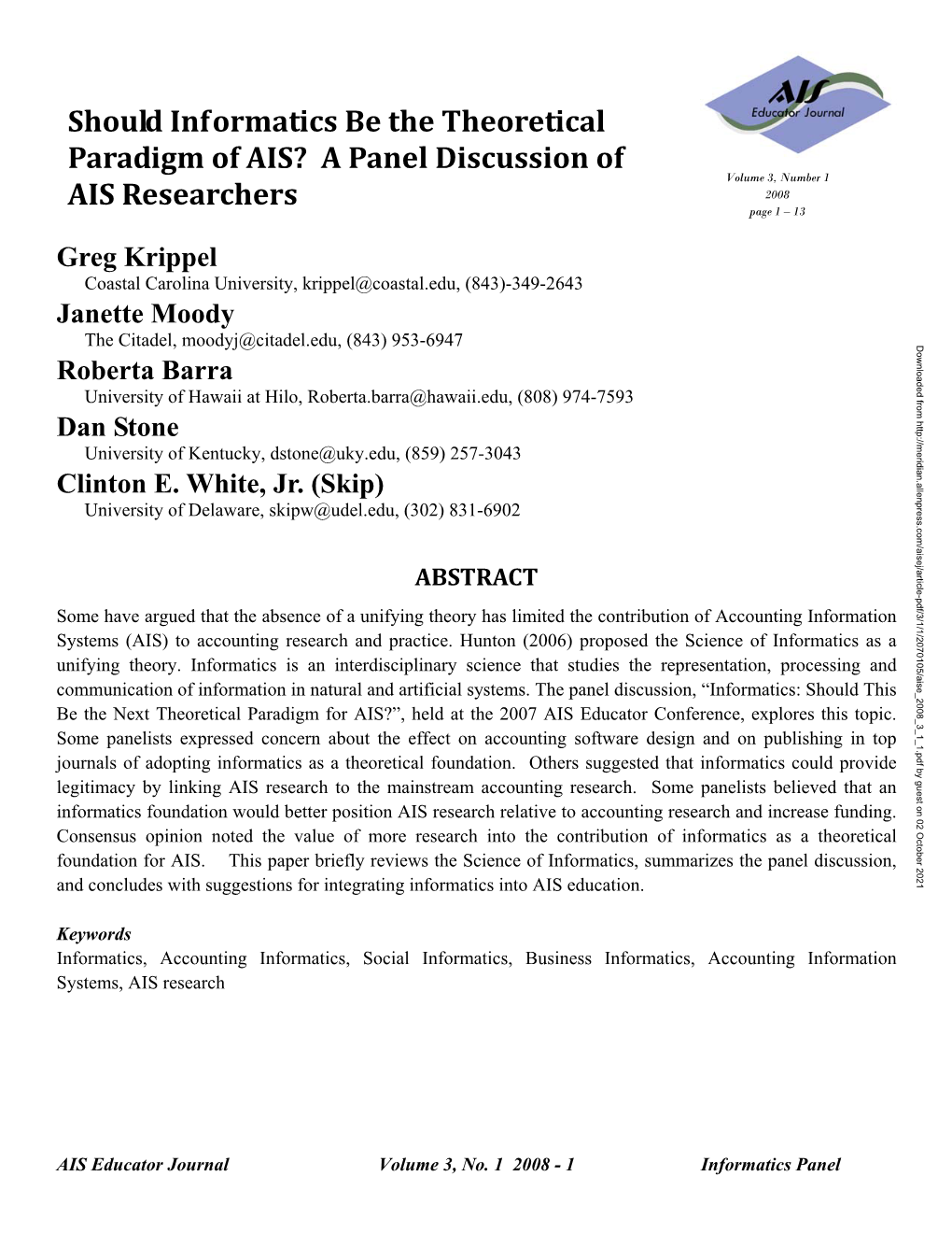 A Panel Discussion of AIS Researchers