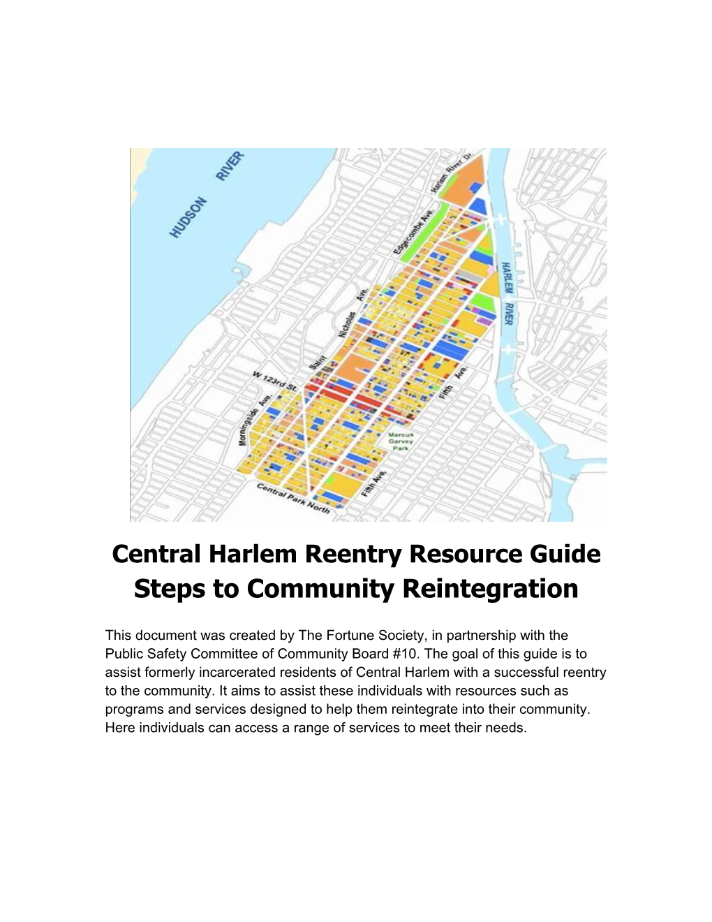 Central Harlem Reentry Resource Guide Steps to Community Reintegration