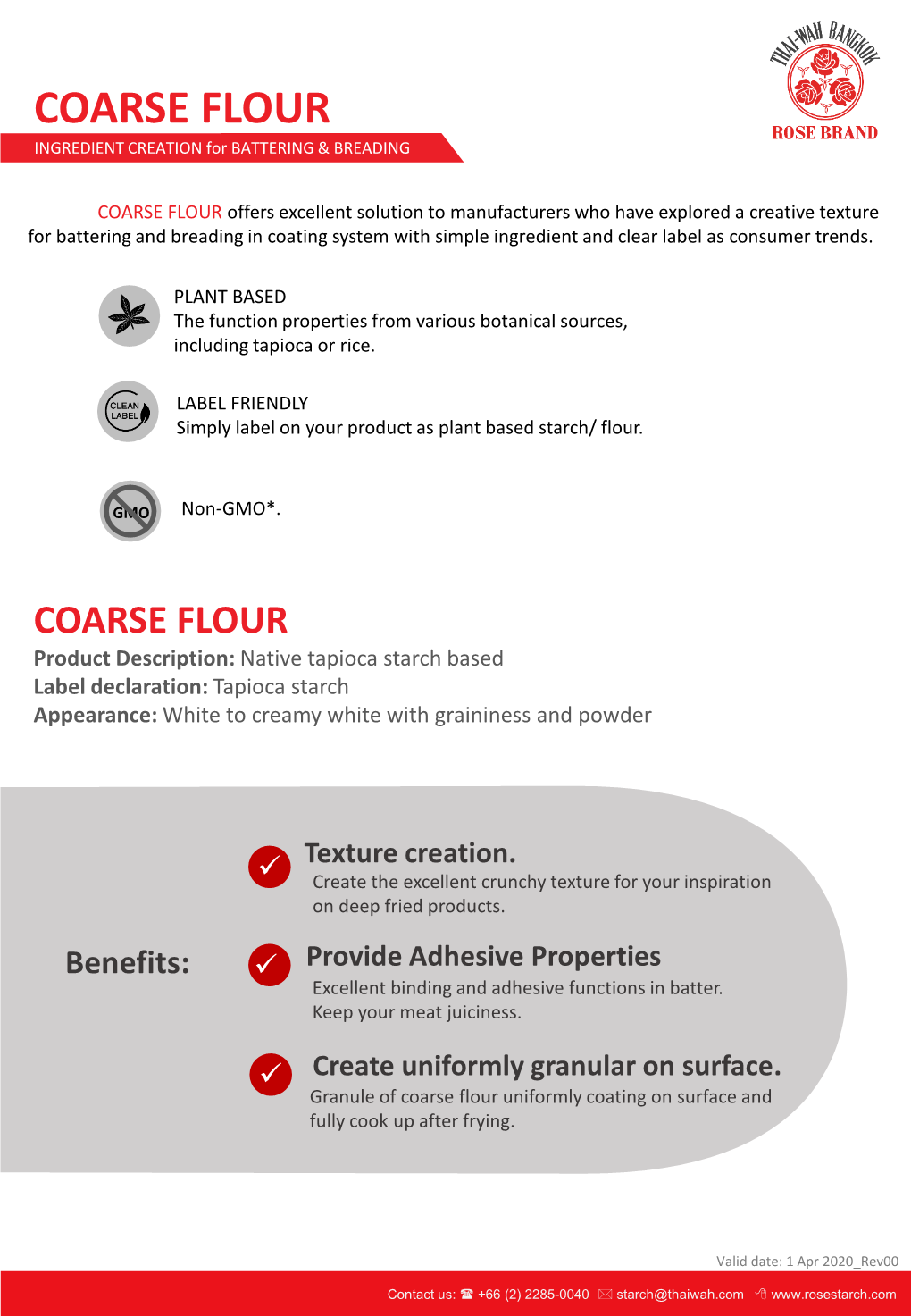 COARSE FLOUR INGREDIENT CREATION for BATTERING & BREADING