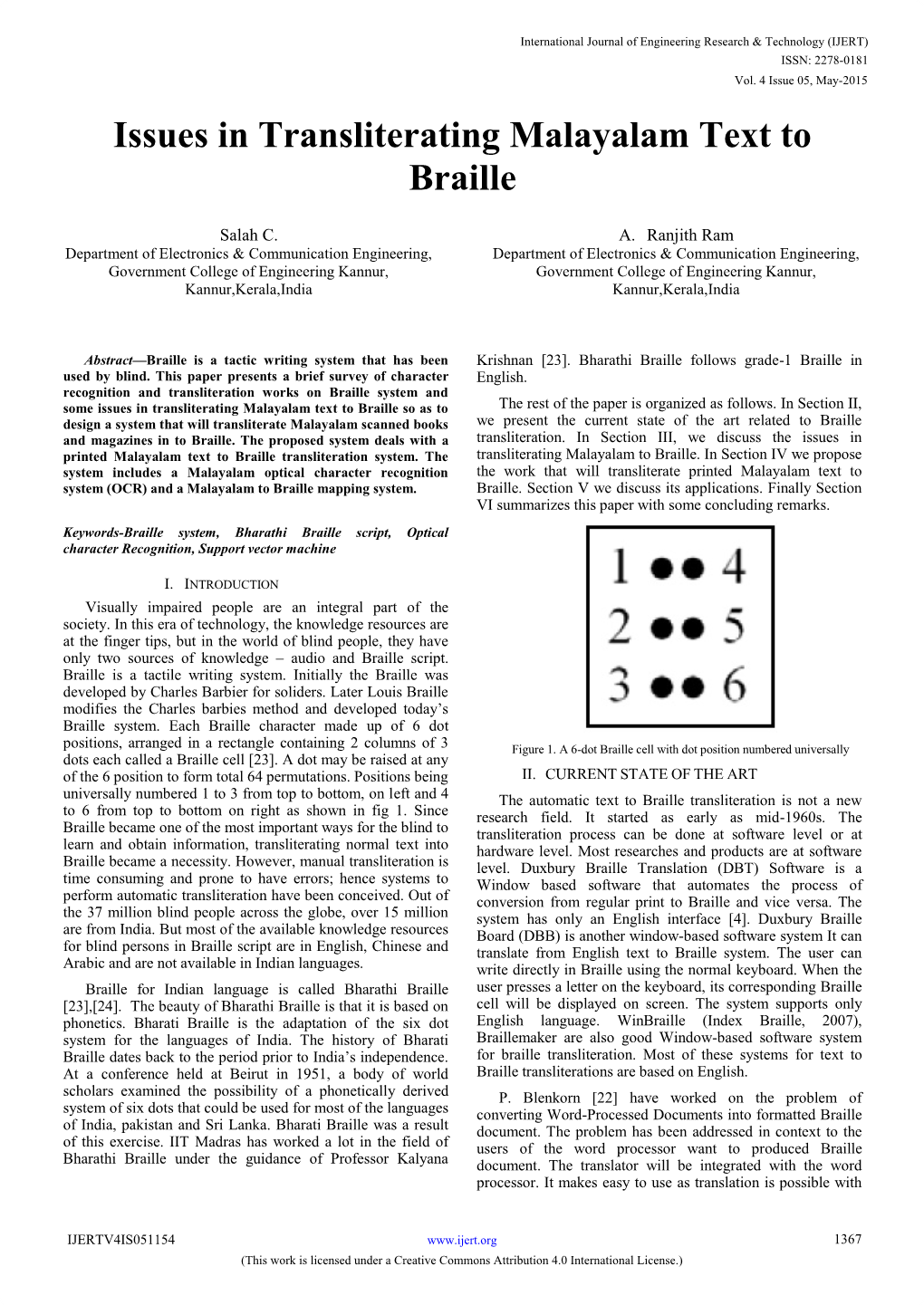 Issues in Transliterating Malayalam Text to Braille