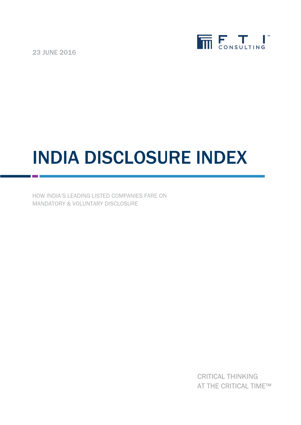 India Disclosure Index 2016