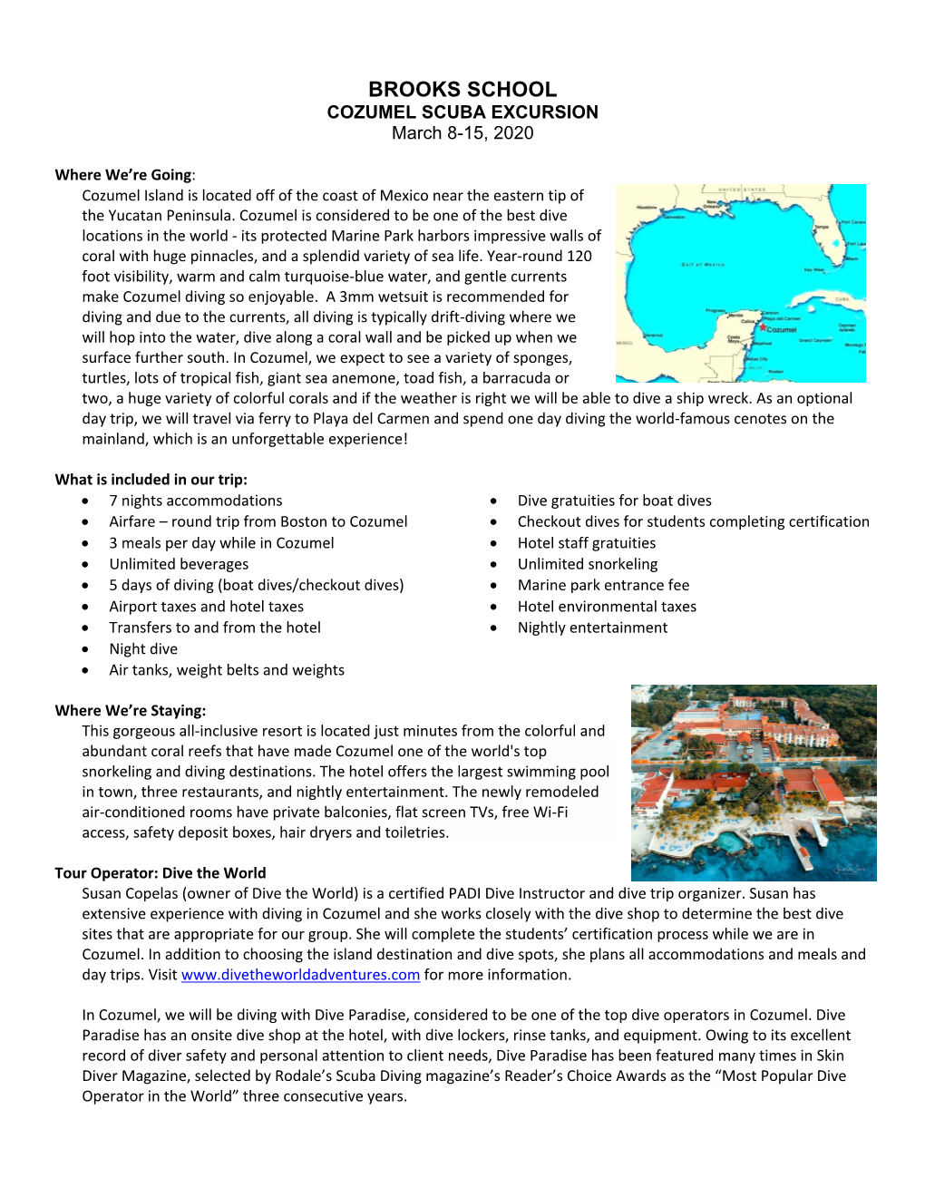 COZUMEL SCUBA EXCURSION March 8-15, 2020