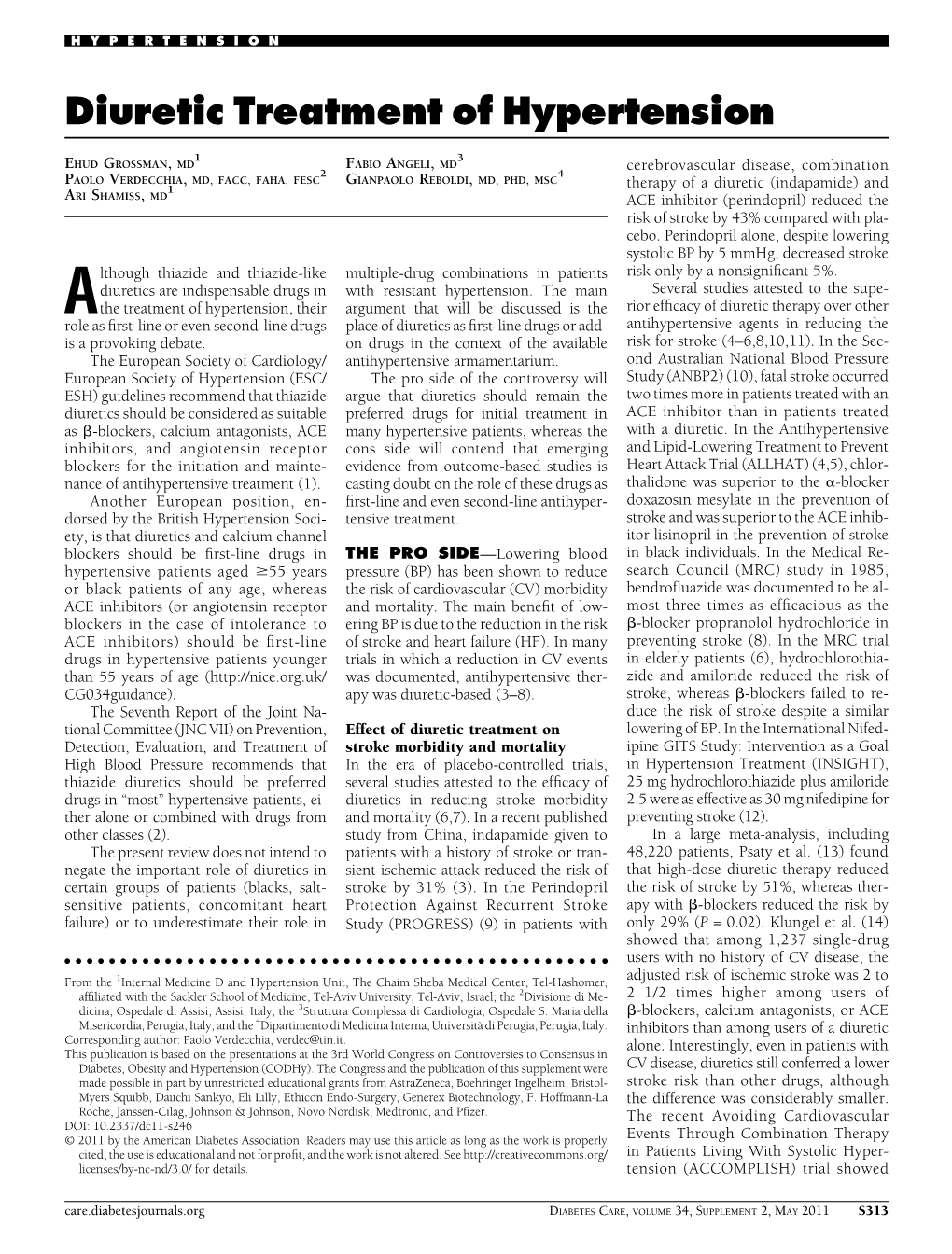 Diuretic Treatment of Hypertension