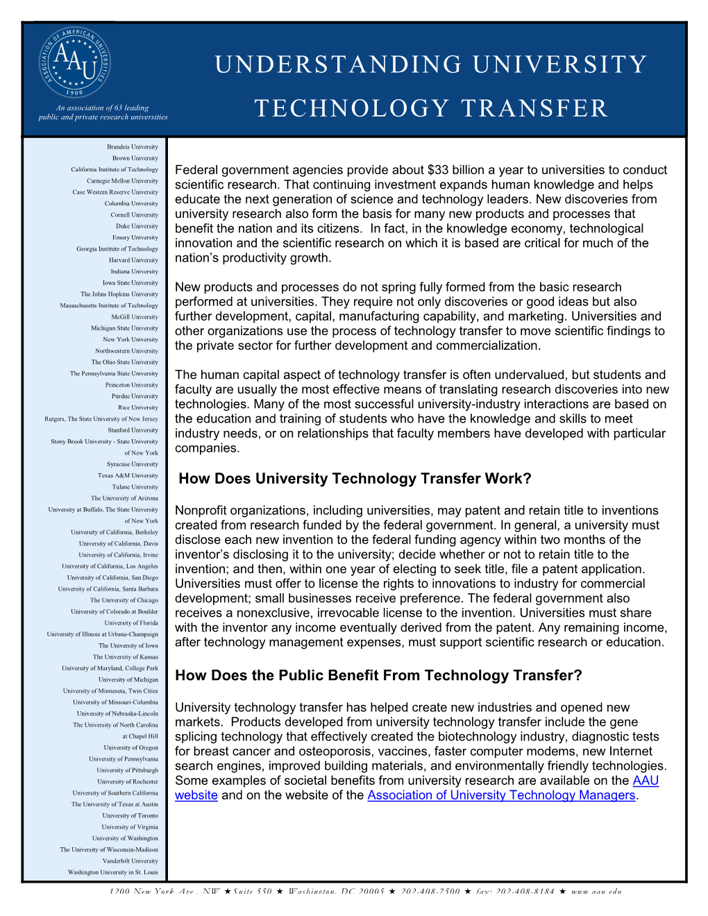 Understanding University Technology Transfer