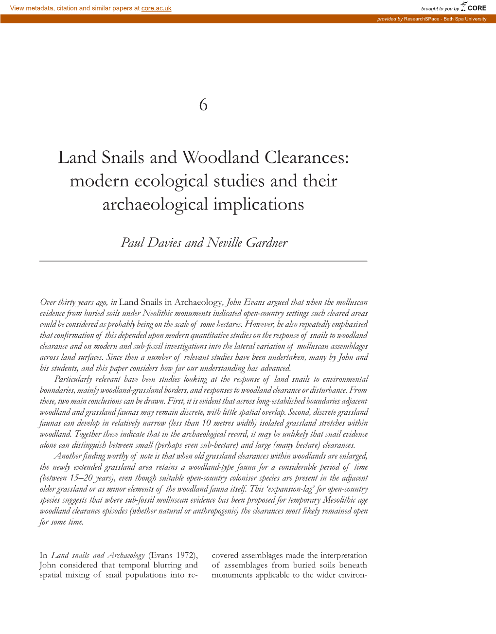 6 Land Snails and Woodland Clearances