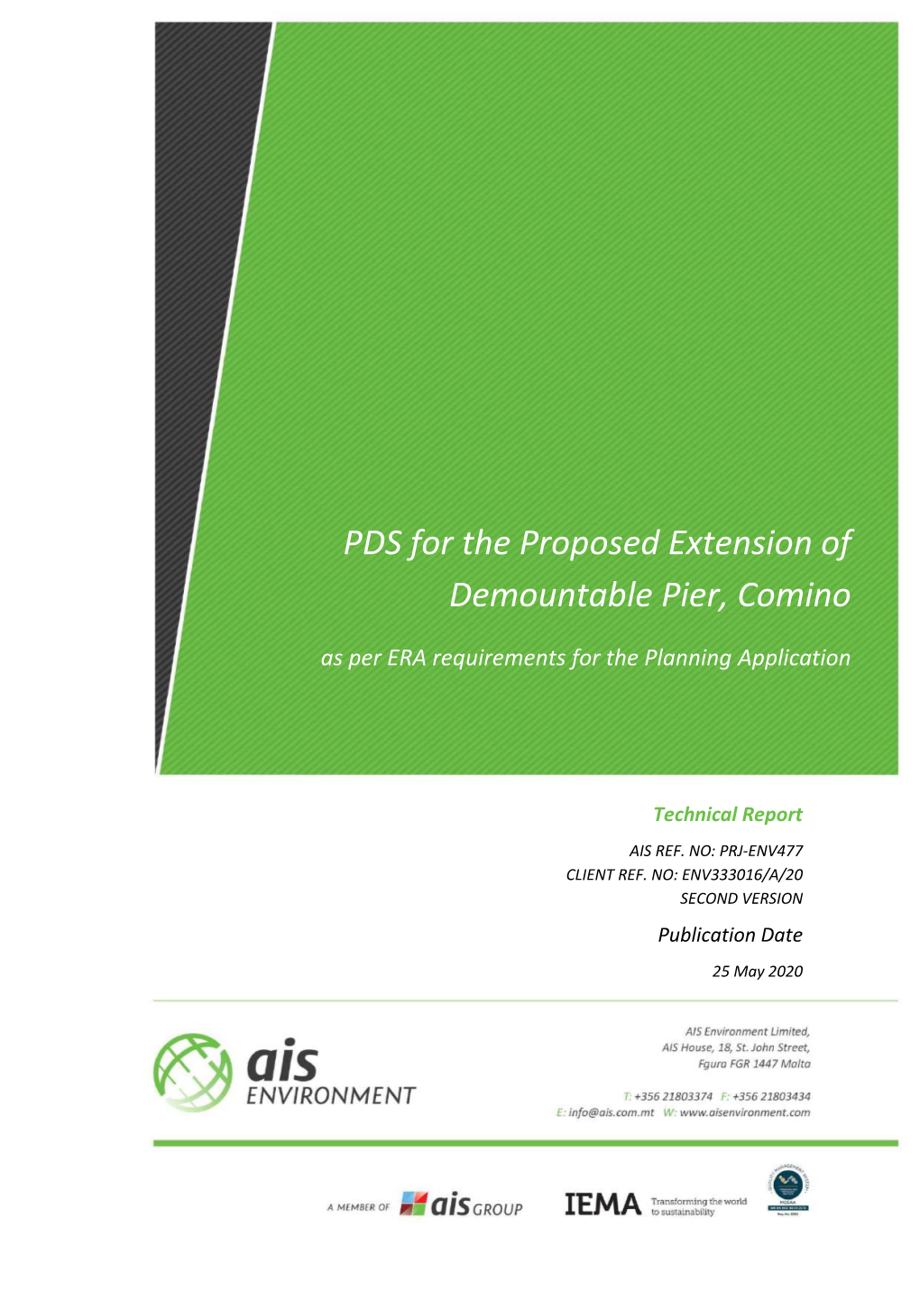 PDS for the Proposed Extension of Demountable Pier, Comino