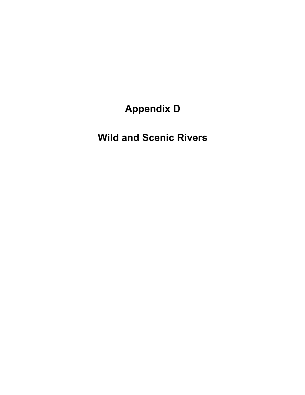 Appendix D Wild and Scenic Rivers