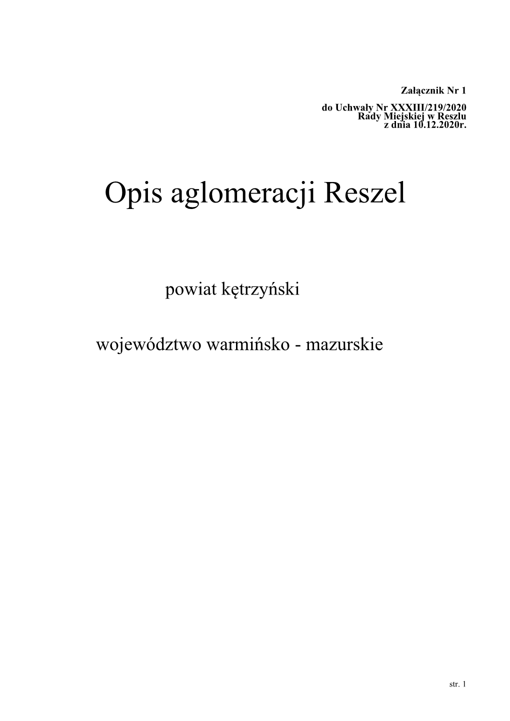 Opis Aglomeracji Reszel