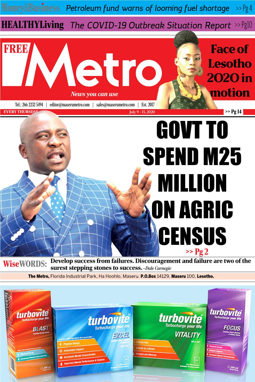 GOVT to SPEND M25 MILLION on AGRIC CENSUS >> Pg 2 Develop Success from Failures
