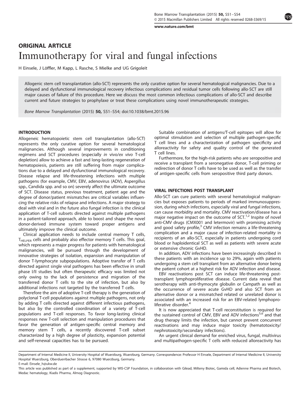 Immunotherapy for Viral and Fungal Infections