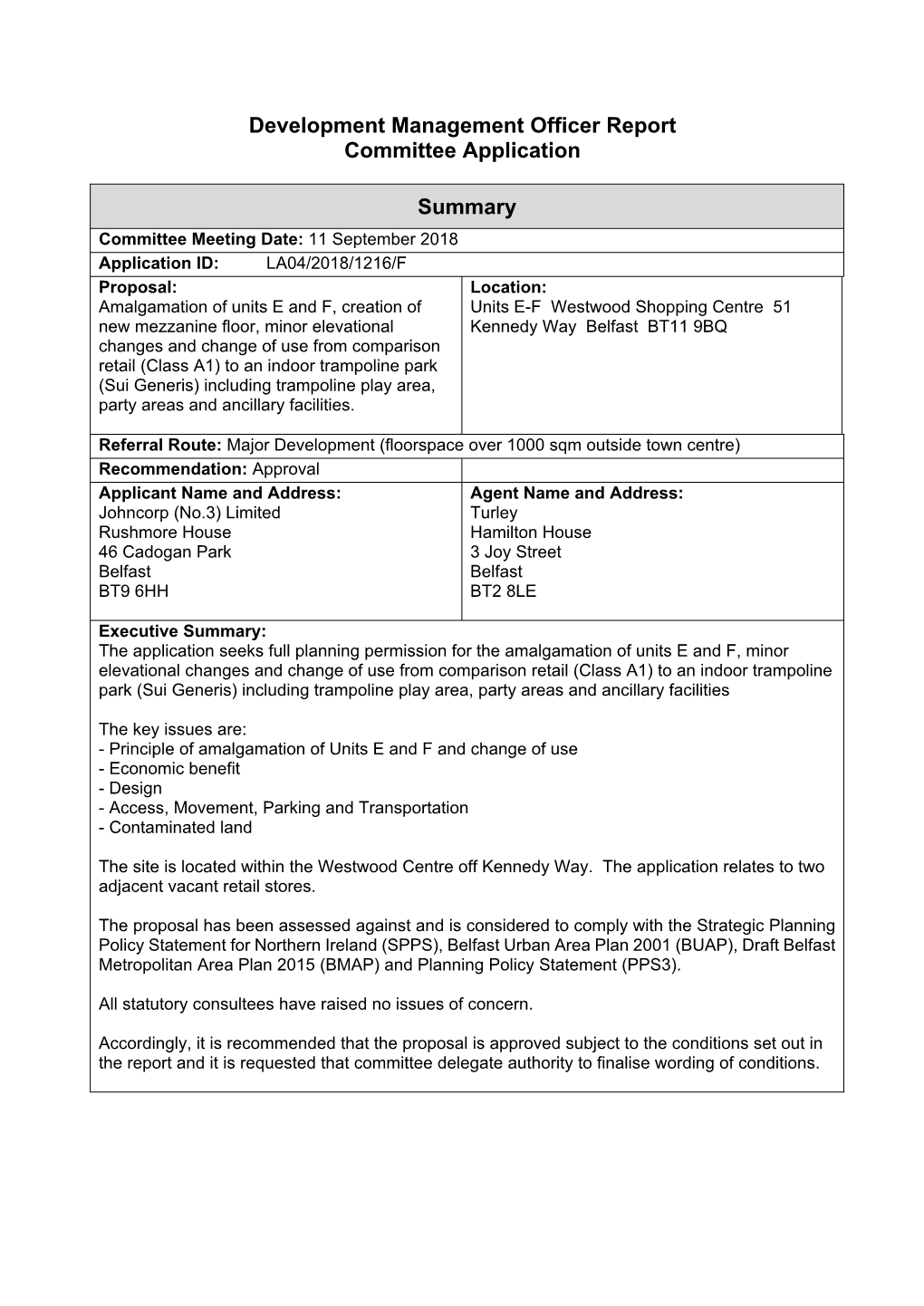 LA04/2018/1216/F Units E-F, Westwood Shopping Centre, 51