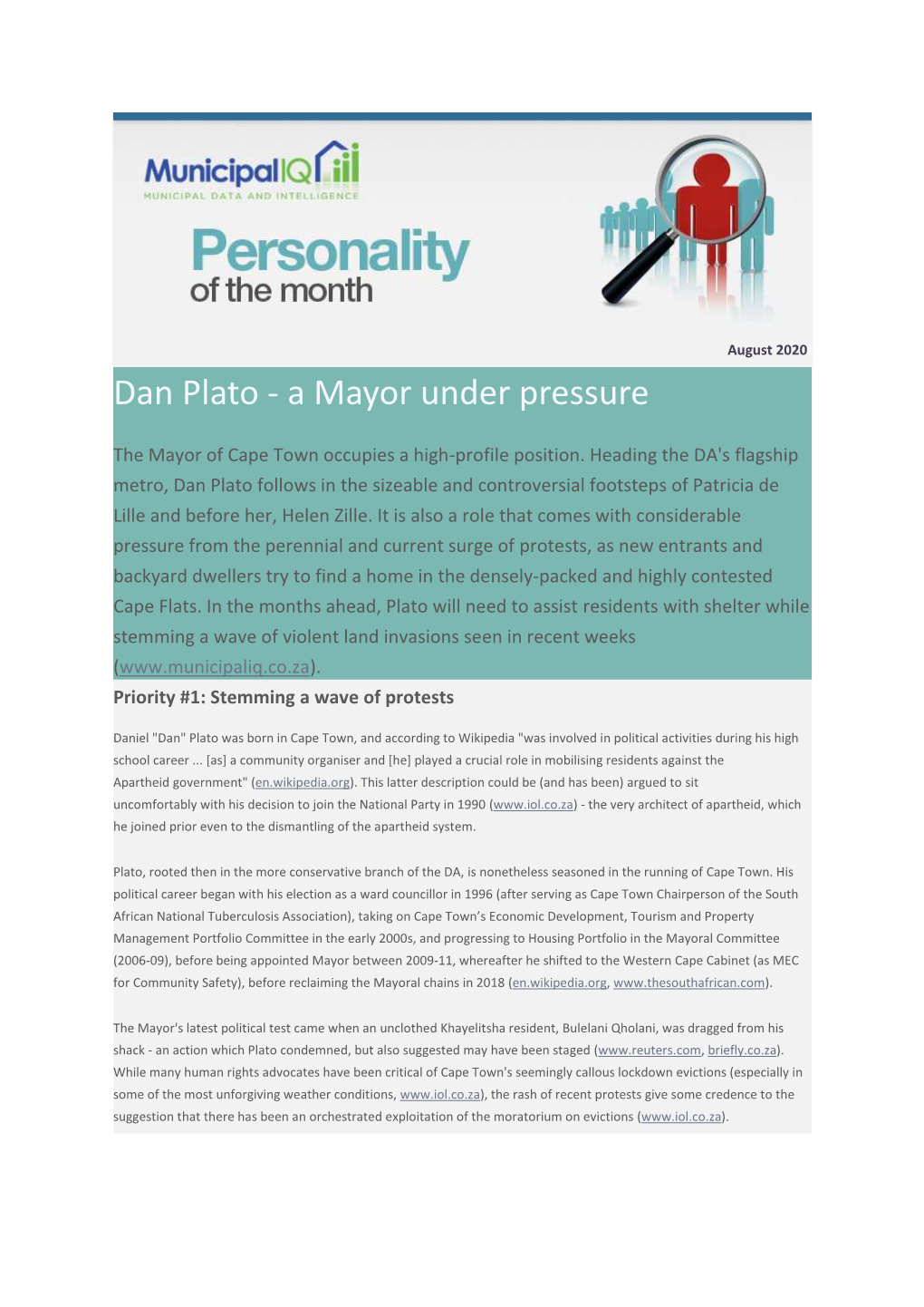 Dan Plato - a Mayor Under Pressure