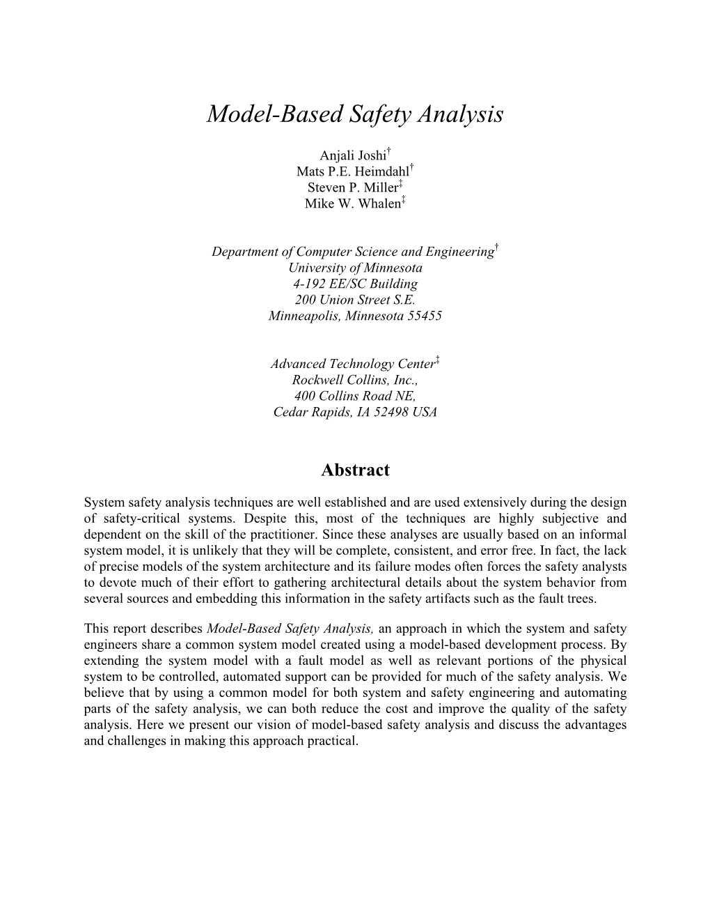 Model-Based Safety Analysis