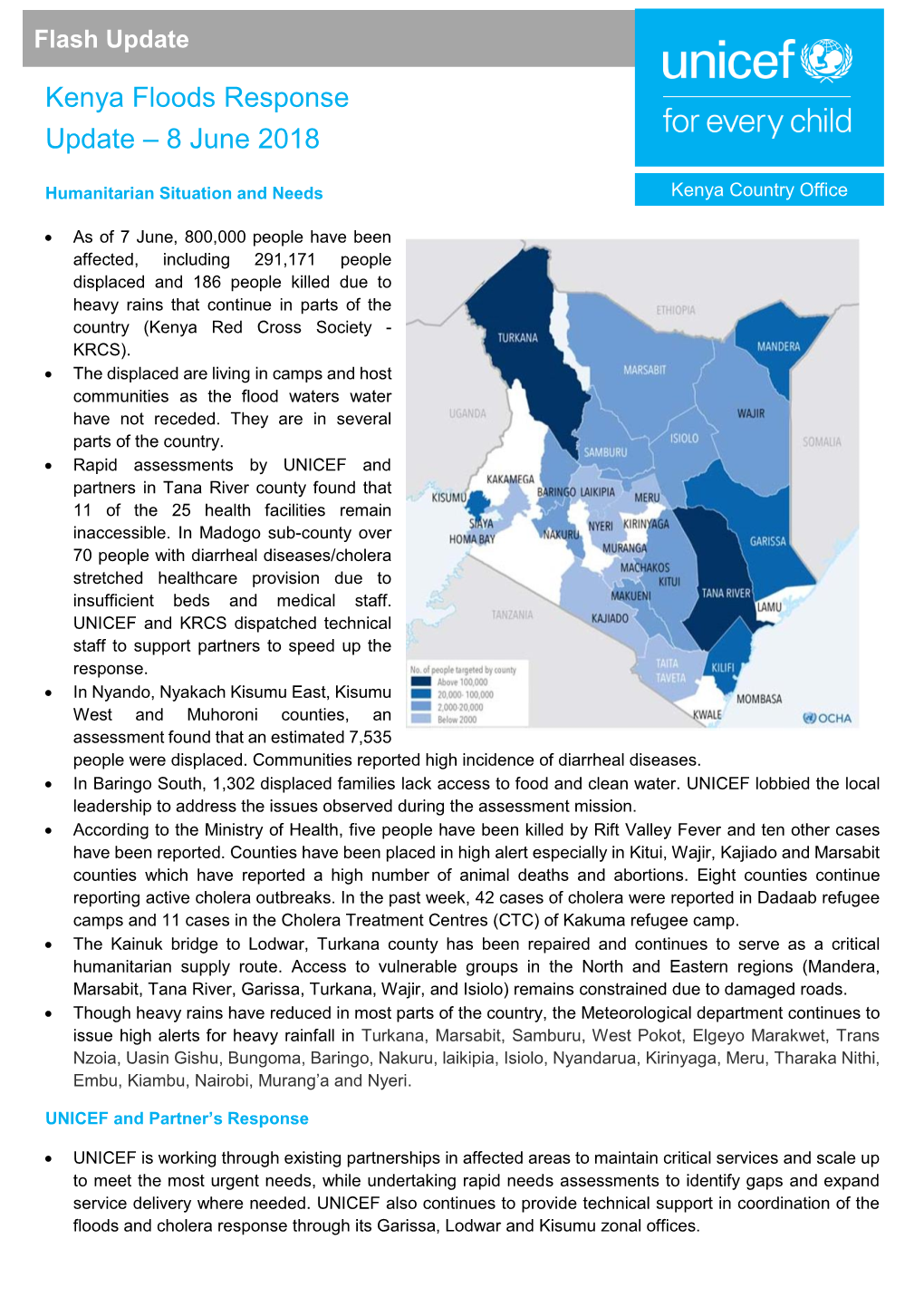 Kenya Floods Response Update – 8 June 2018