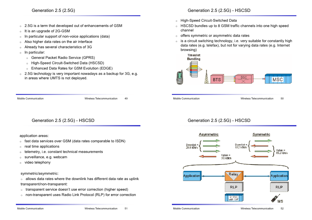 (2.5G) Generation 2.5 (2.5G) - HSCSD