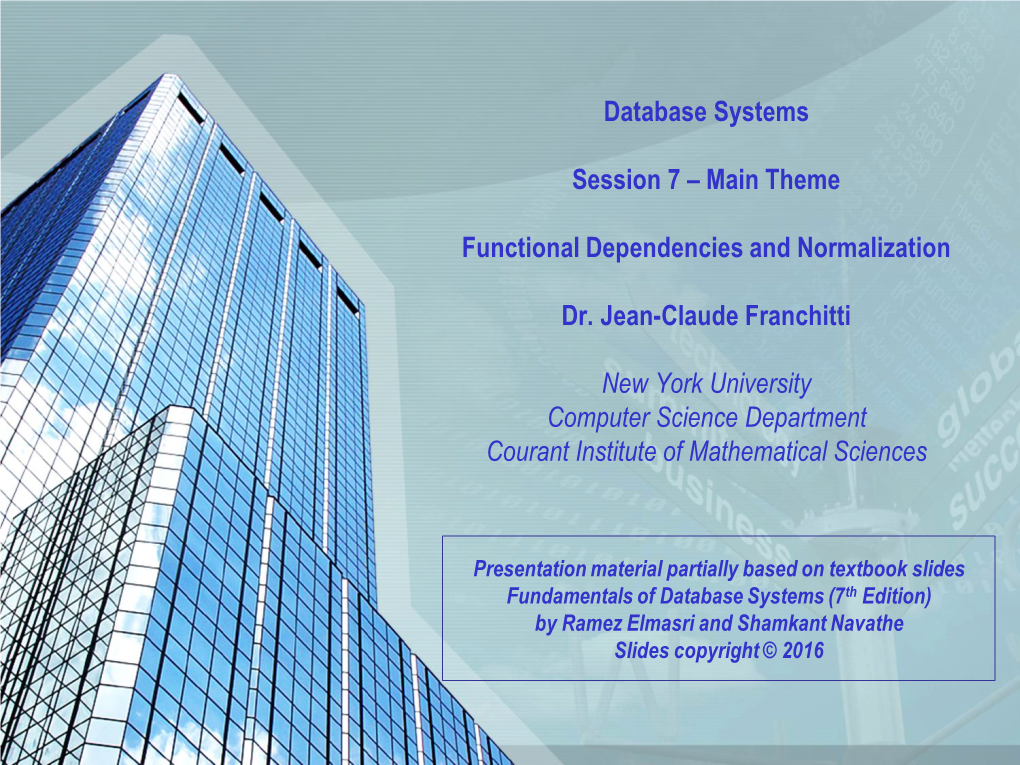 Functional Dependencies and Normalization