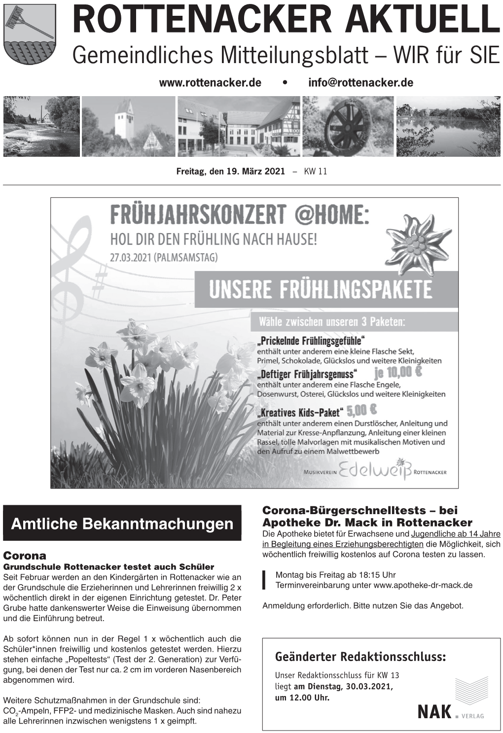 Gemeindliches Mitteilungsblatt – WIR Für SIE • Info@Rottenacker.De