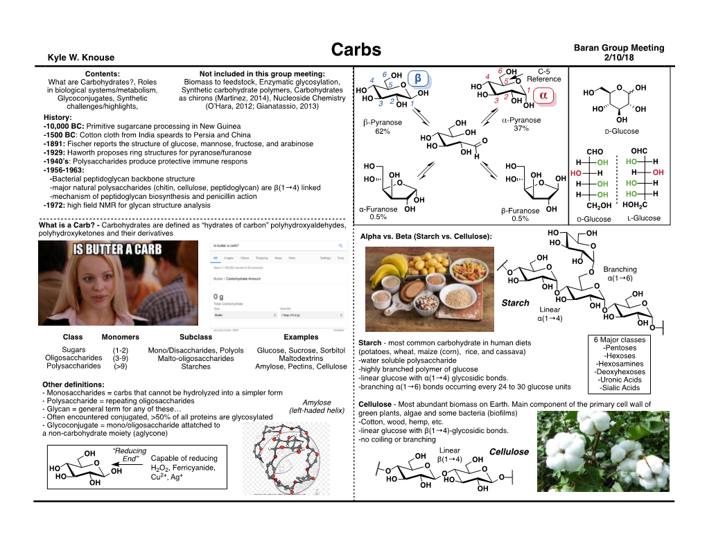 Kyle W. Knouse Baran Group Meeting 2/10/18 Starch Cellulose