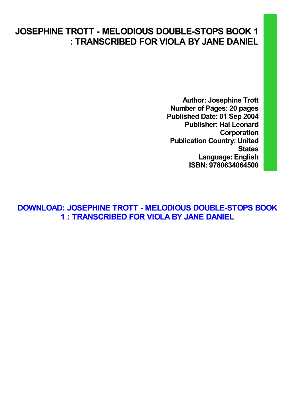 PDF Download Josephine Trott