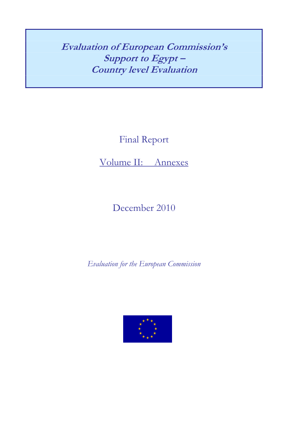 Evaluation of European Commission's Support to Egypt