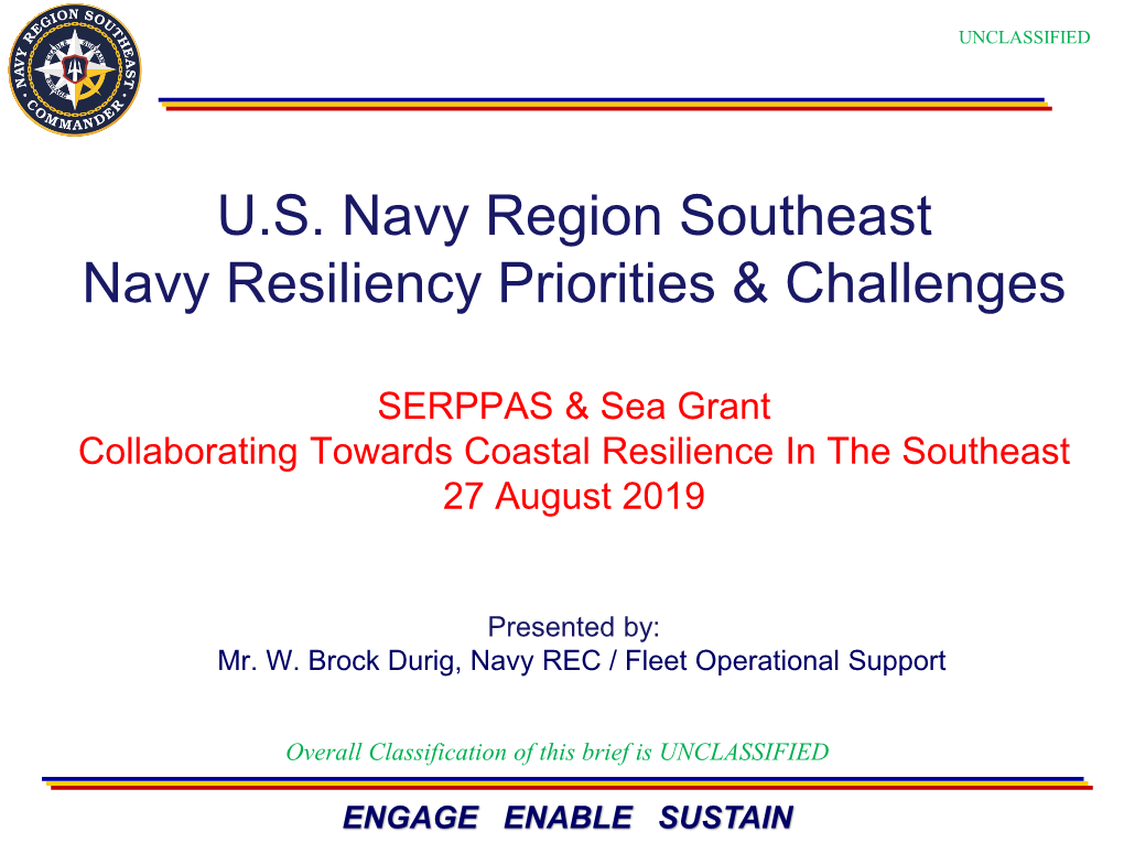 U.S. Navy Region Southeast Resiliency Priorities