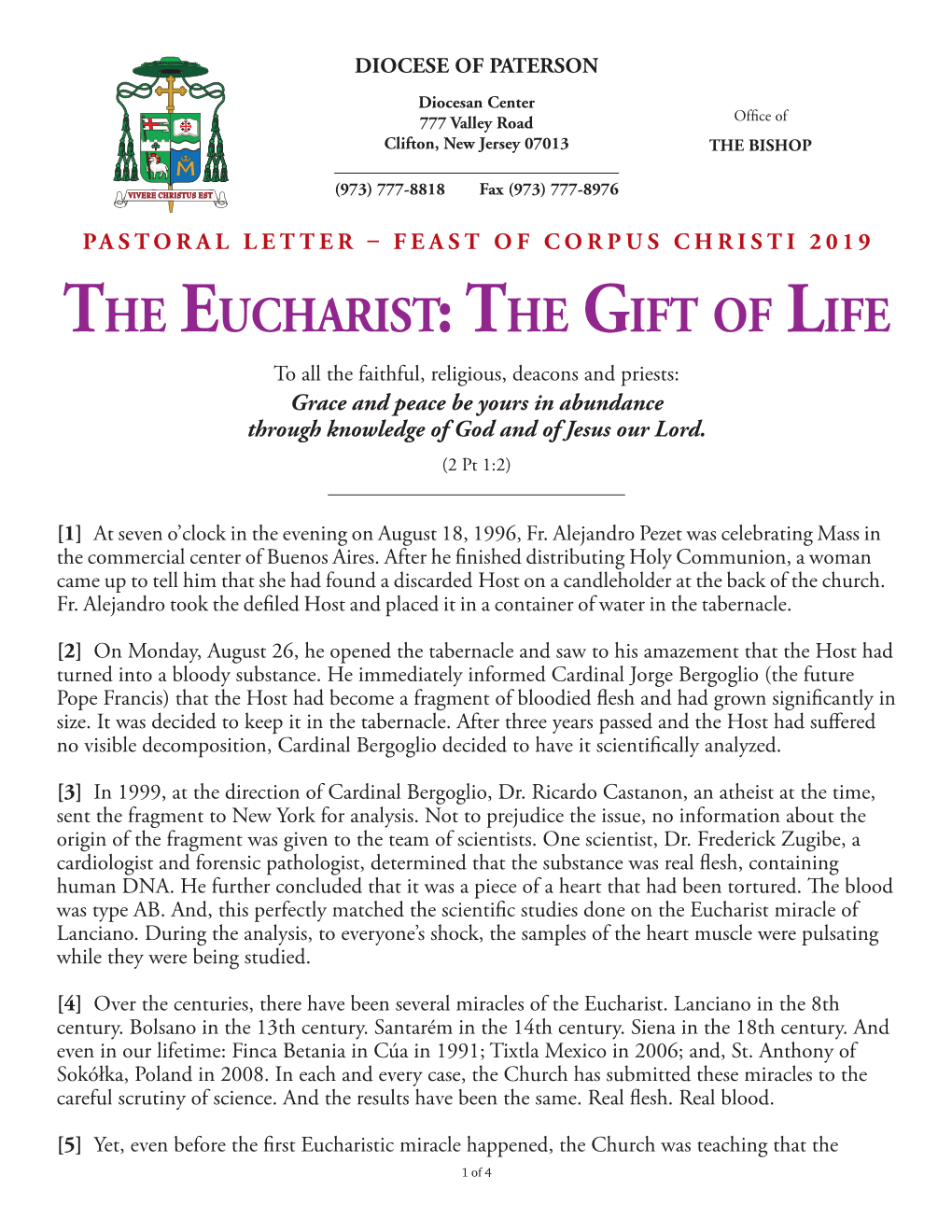 The Eucharist: the Gift of Life