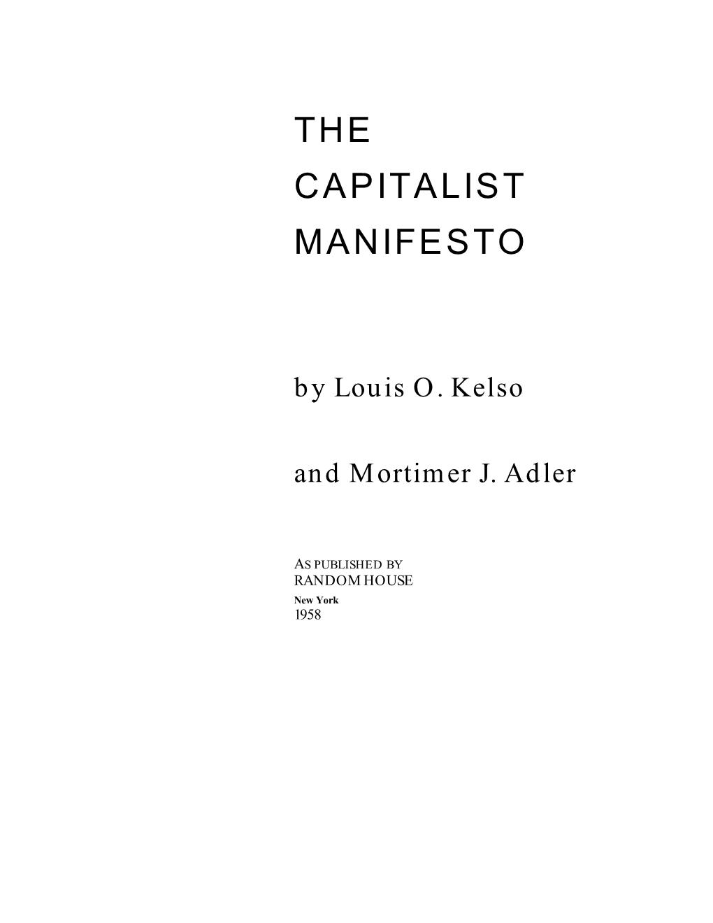 The Capitalist Manifesto