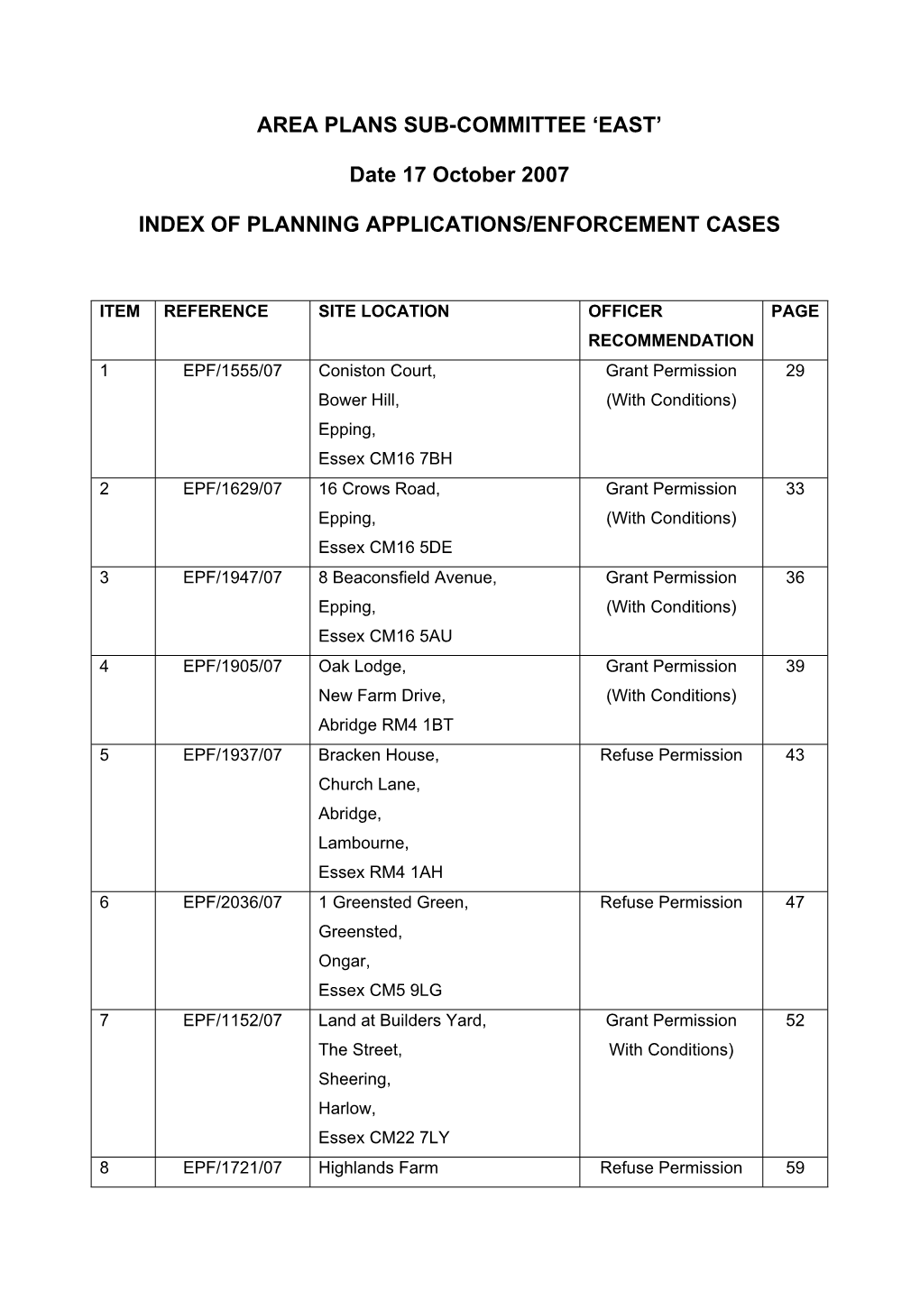 Application Schedule