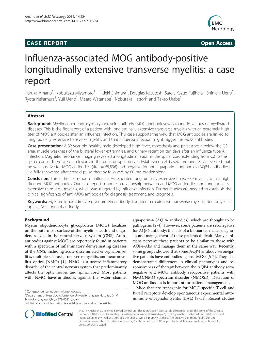 Influenza-Associated MOG Antibody-Positive Longitudinally