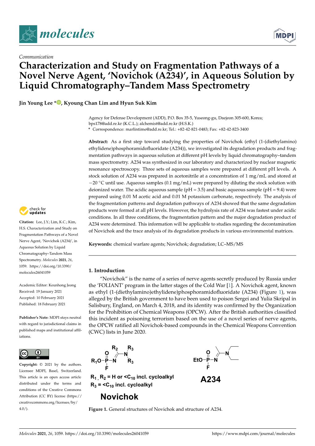 'Novichok (A234)', in Aqueous Solution by Liqui