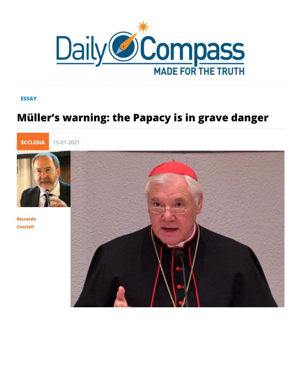 Müller's Warning: the Papacy Is in Grave Danger