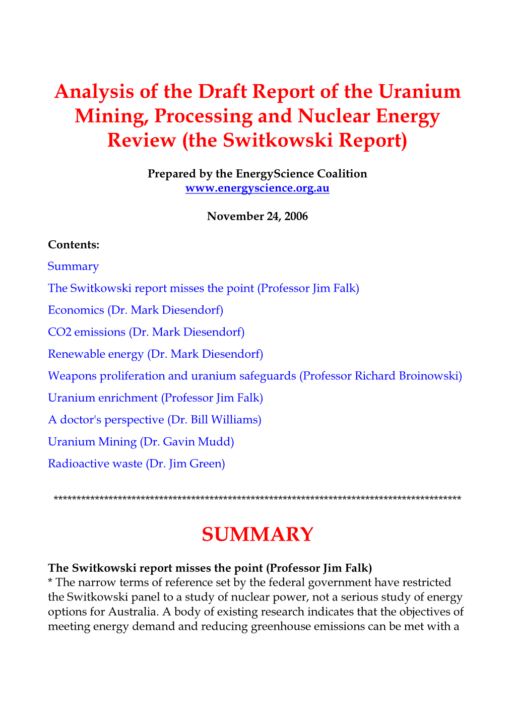 The Switkowski Report)