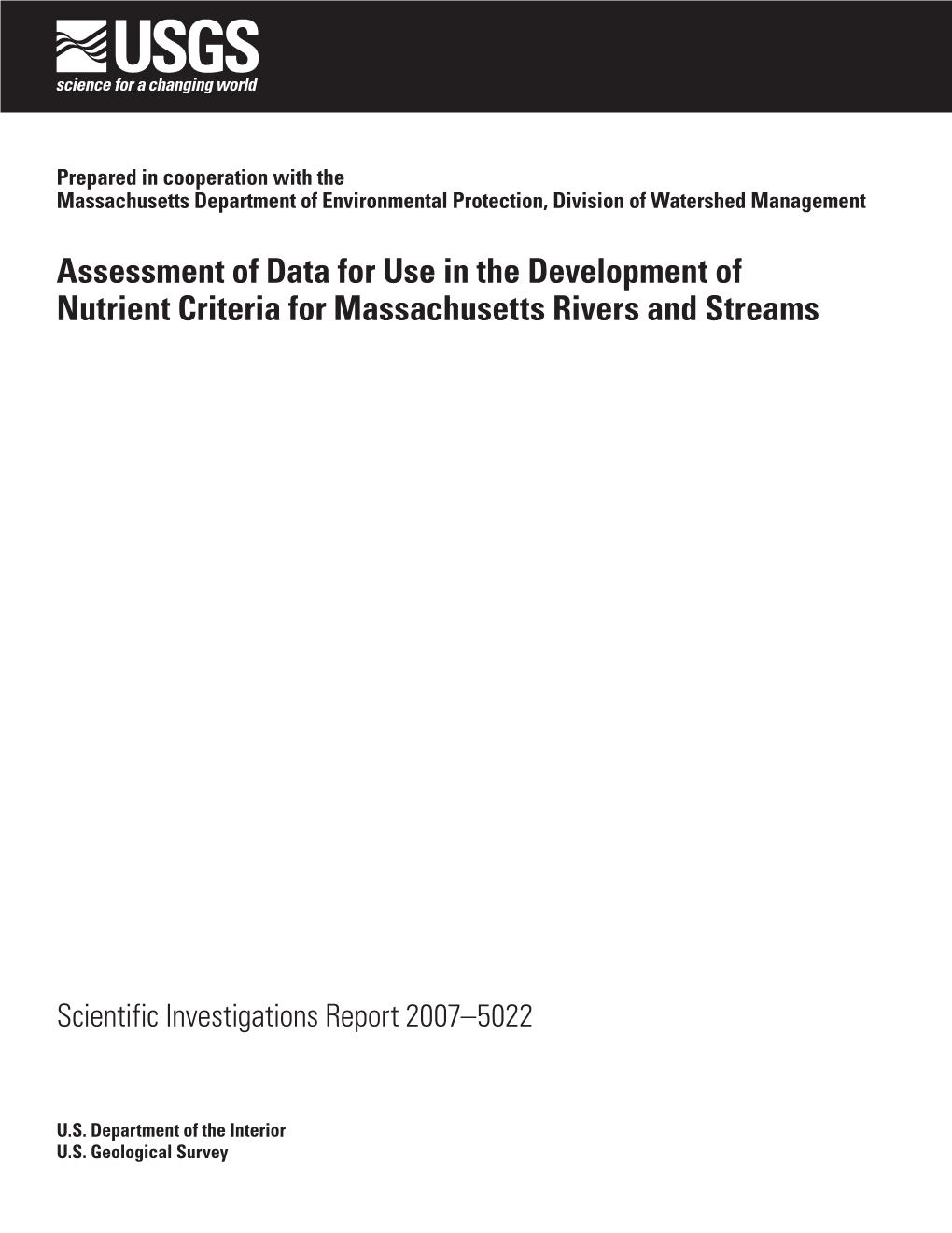 Assessment of Data for Use in the Development of Nutrient Criteria for Massachusetts Rivers and Streams