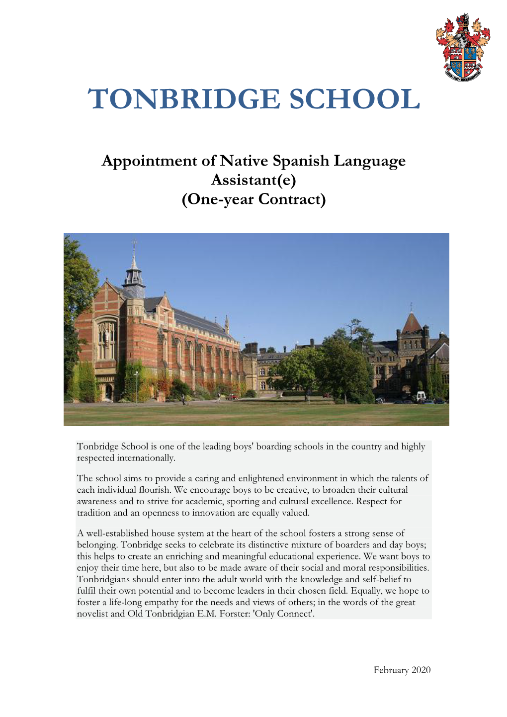 Appointment of Native Spanish Language Assistant(E) (One-Year Contract)