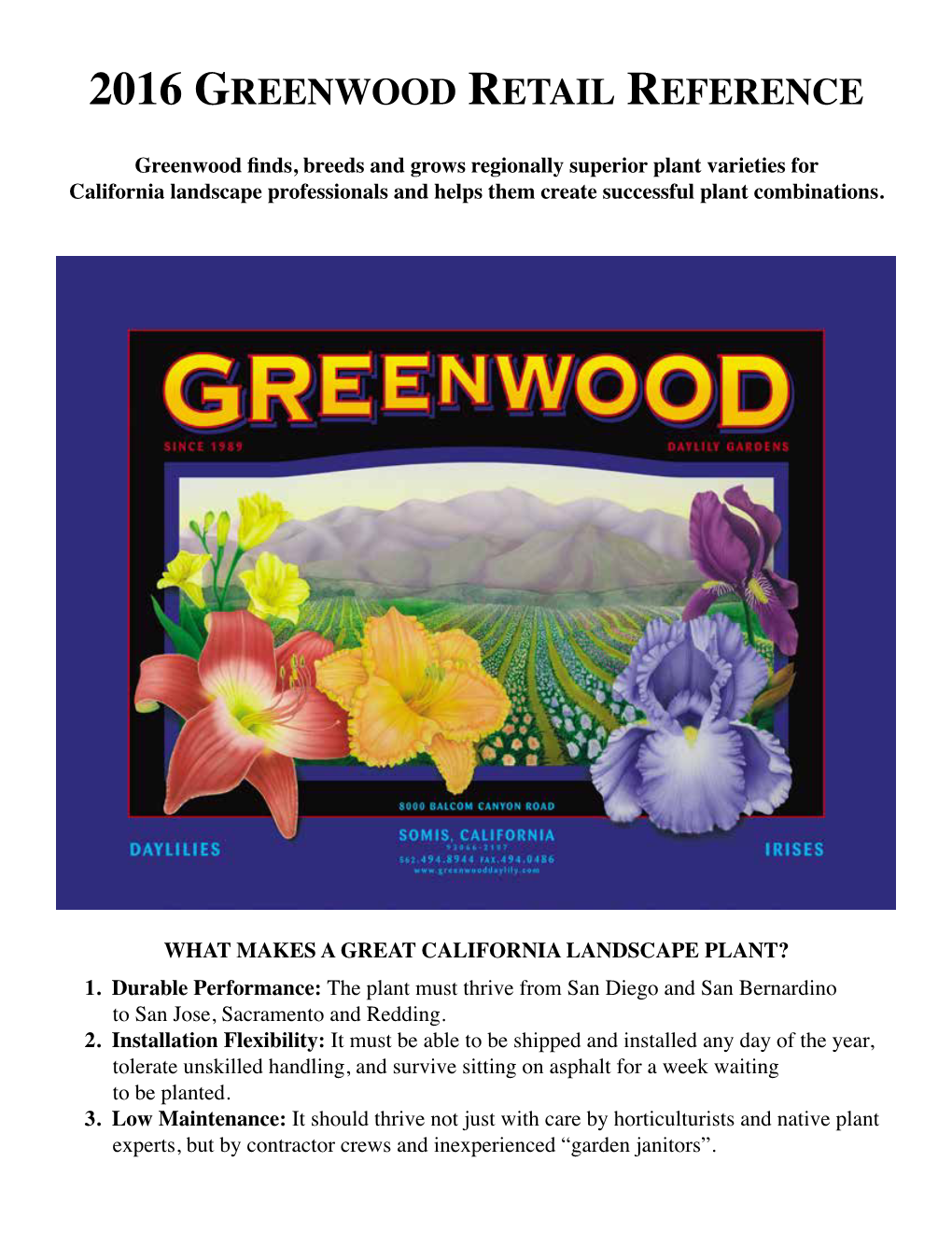 2016 Greenwood Retail Reference