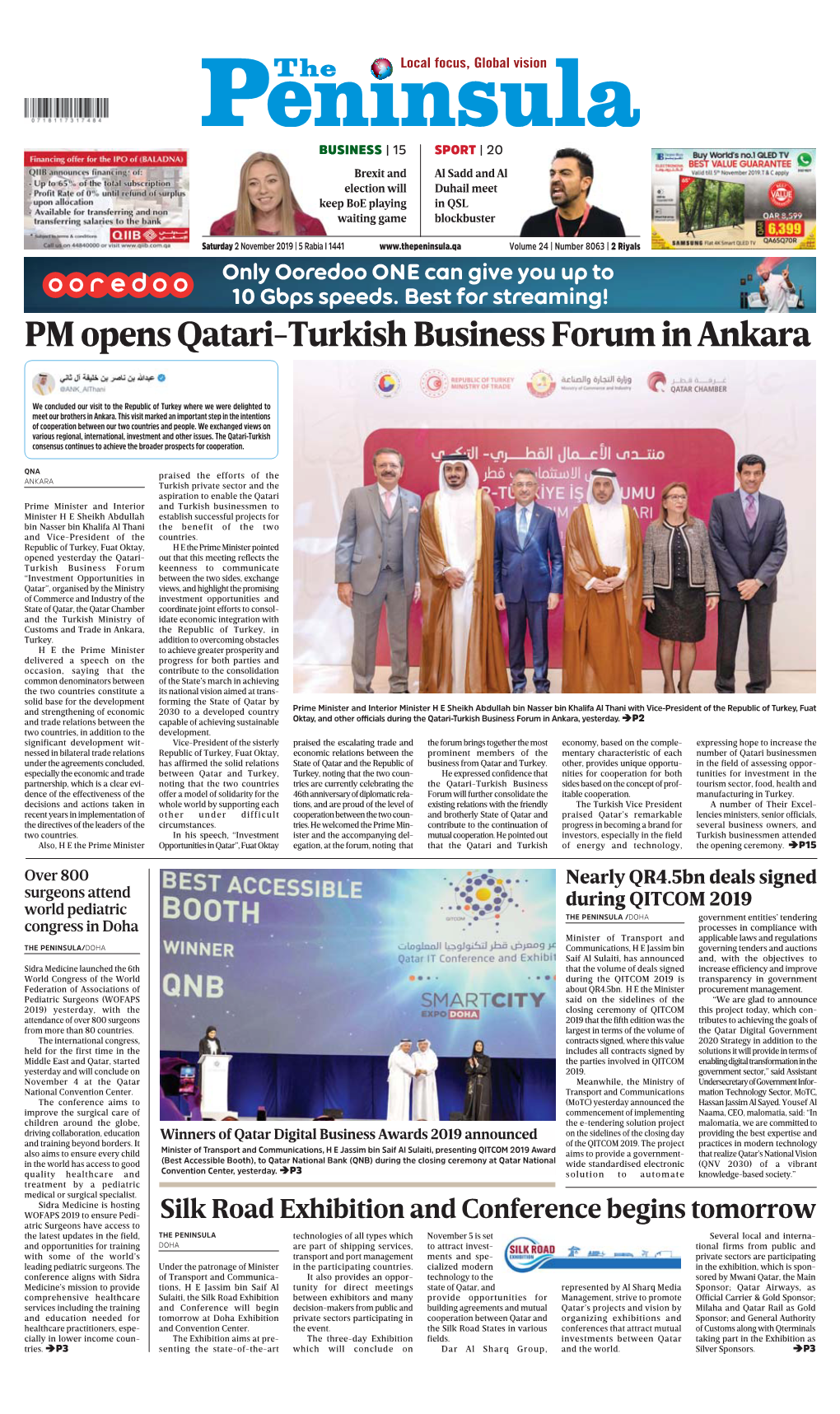 PM Opens Qatari-Turkish Business Forum in Ankara