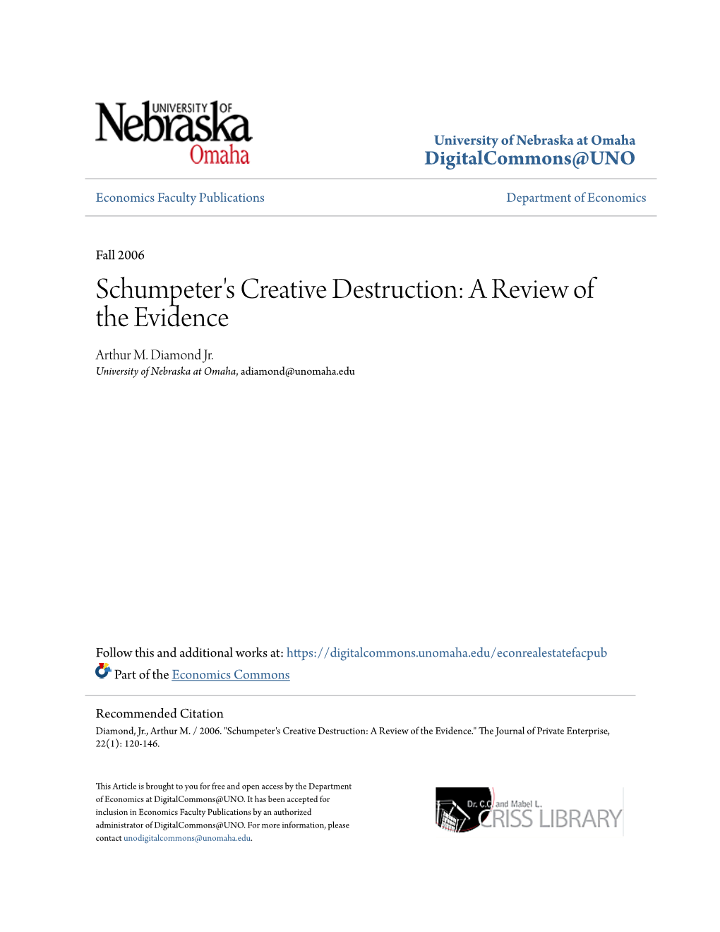 Schumpeter's Creative Destruction: a Review of the Evidence Arthur M