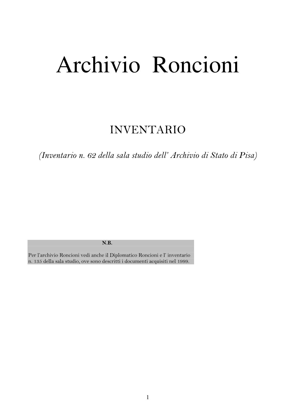 Archivio Roncioni