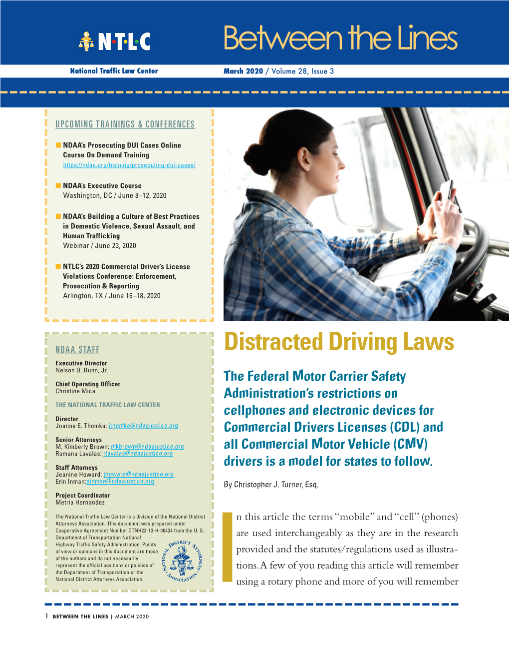 Between the Lines National Traffic Law Center March 2020 / Volume 28, Issue 3