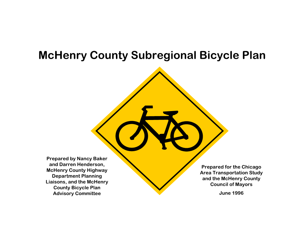 Mchenry County Subregional Bicycle Plan