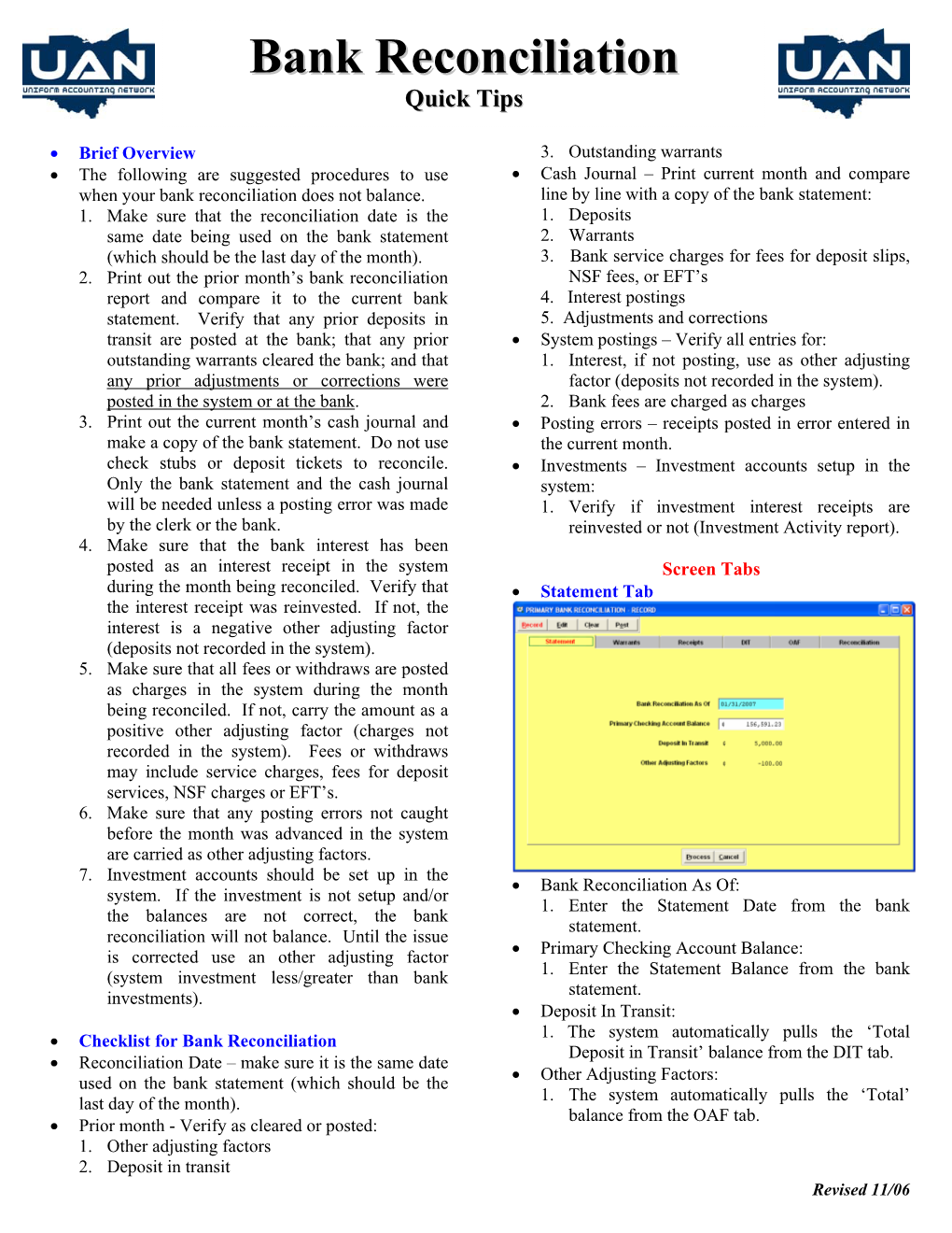 Bank Reconciliation Does Not Balance