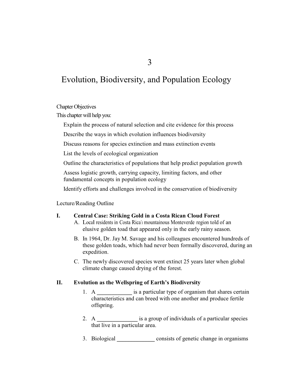 3 Evolution, Biodiversity, and Population Ecology