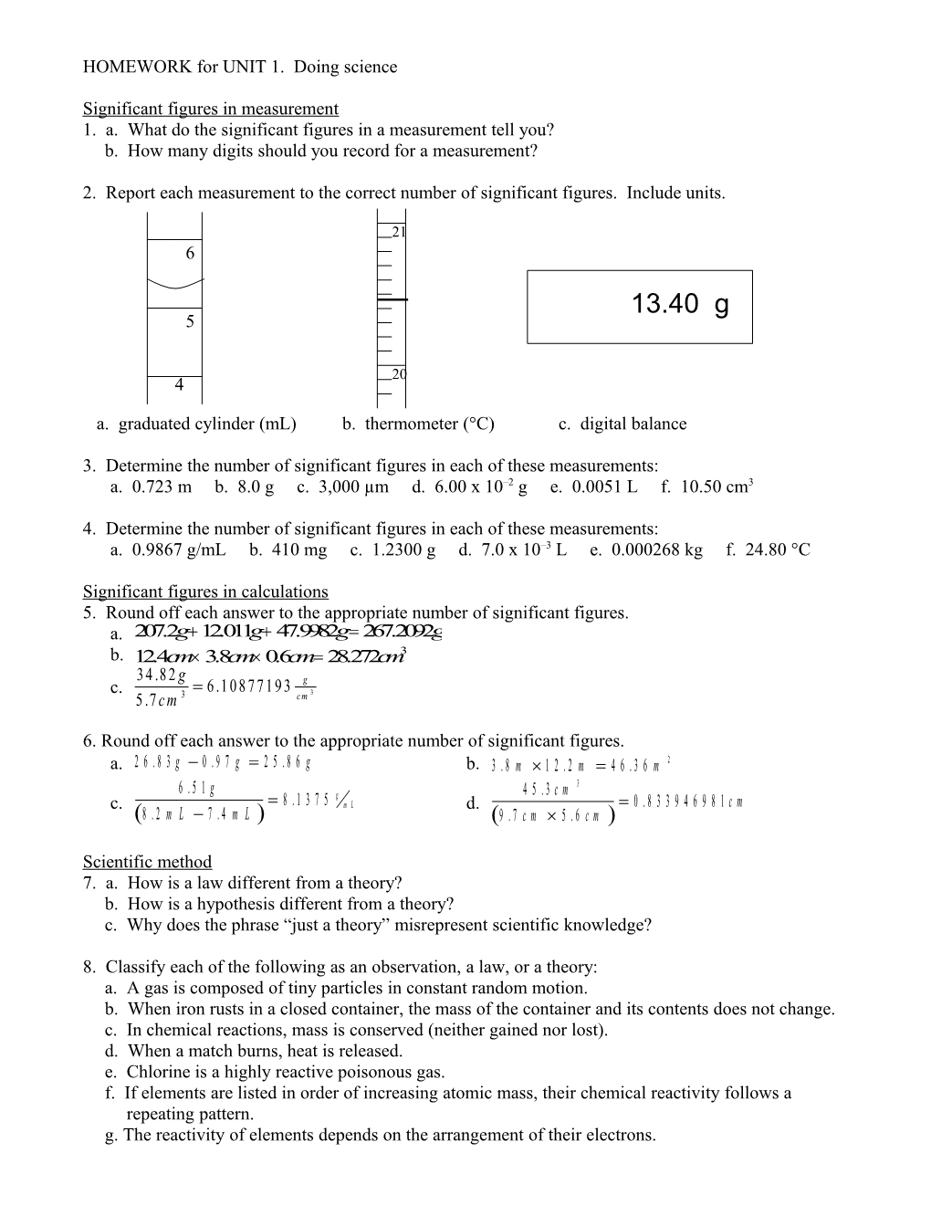 HOMEWORK for UNIT 1