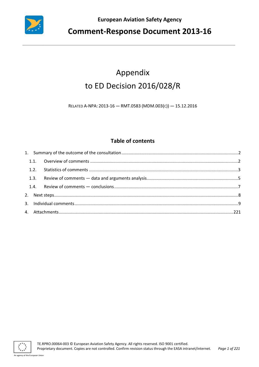 Comment-Response Document 2013-16