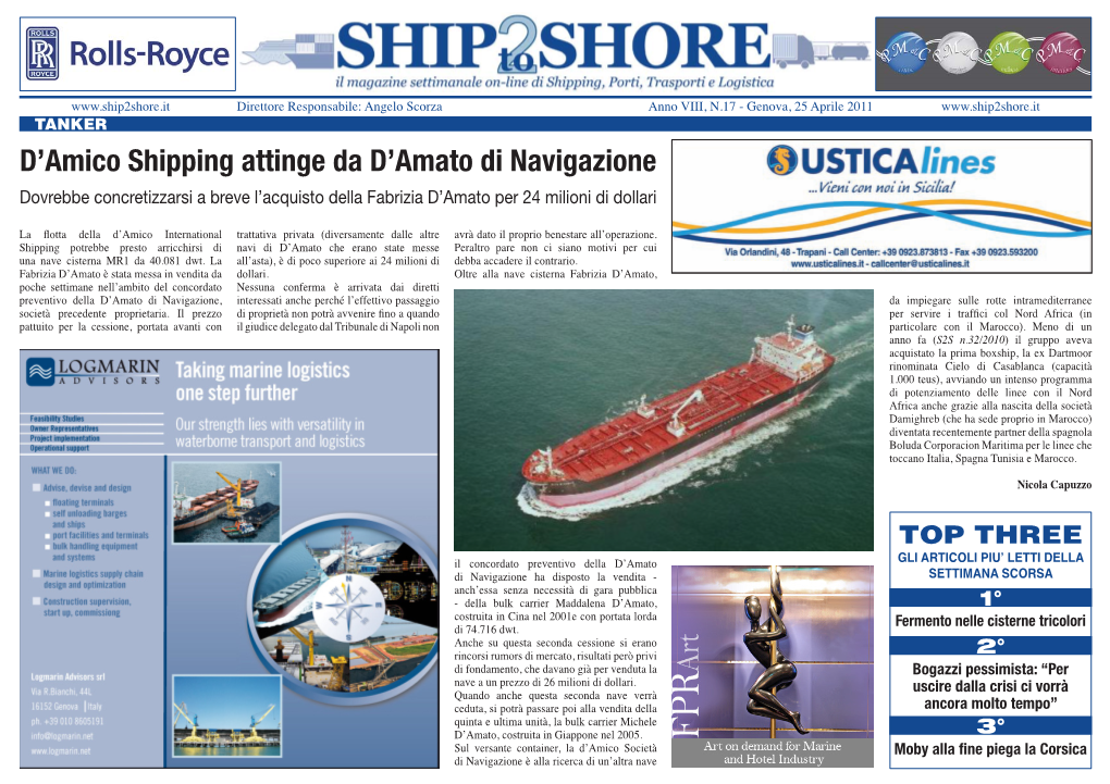 D'amico Shipping Attinge Da D'amato Di Navigazione